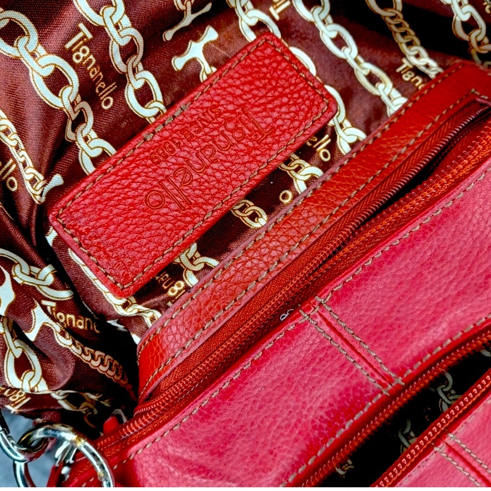 Red Tignanello leather adjustable crossbody. - Picture 4 of 10